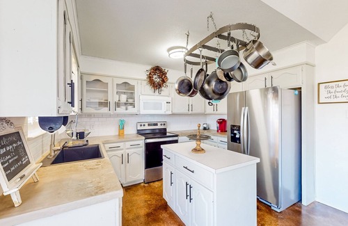 Crawford House | Country home with large yard, covered patio, firepit, AC, & W/D
