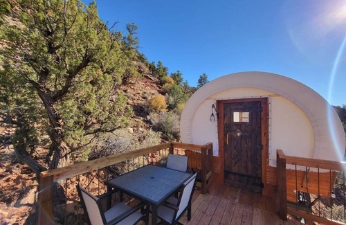 Hildale House | Covered Wagon with A/C at Zion View Camping