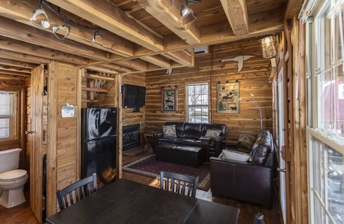 Cassopolis Cabin | Cozy Lakeside Log Cabin on Stone Lake w/50 Wooded Acres & Trails.