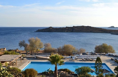 Agios Ioannis Condo | Cozy Mykonian condo in a resort with pool and beach.