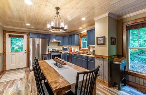 Lake Nantahala Cabin | Creekside Bliss - Stunning Custom Mountain Home with a Hot Tub I Convenient to WCU!