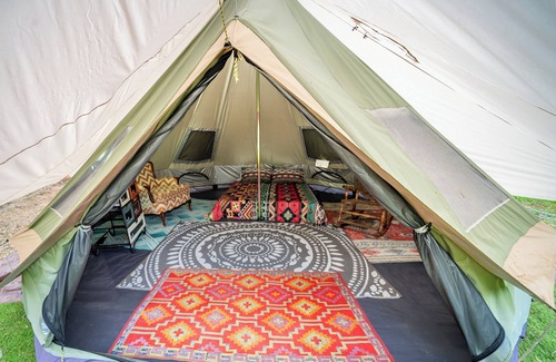 Cosby RV Rental | Creekside Glamping Tent in the Smoky Mountains at Honesuckle Springs