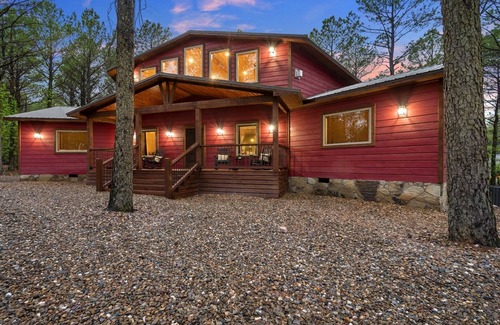 Hochatown Cabin | Custom Escape Perfect for Unforgettable Getaways w/Hot Tub, Firepit, & Games