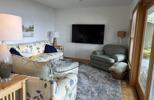 Interlochen Cottage | Delightful sunny beachfront cottage with fire pit 4 min to Concerts!