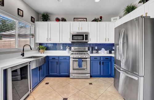 Coldwater Springs House | Desert Pool Retreat Oasis/Game Room & Fireplace