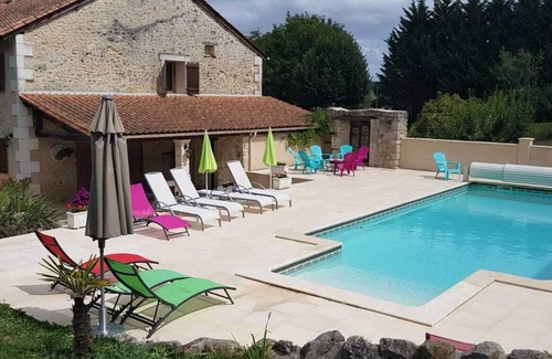 Passirac House | Detached spacious converted barn: heated pool, perfect for families, sleeps 13.