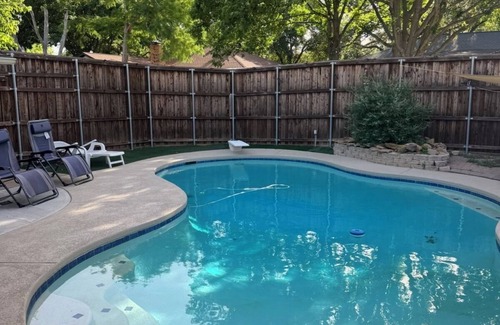 Lewisville House | Dive In! The Poolside Escape w/Hot Tub, Grill & Good Times Built In