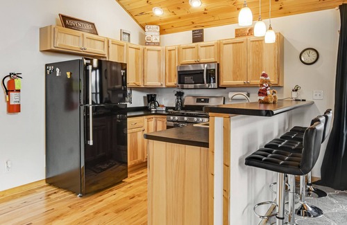 New Lisbon Cabin | Dog-Friendly Cabin Near State Park with Free WiFi, Gas Fireplace, & Pond Access