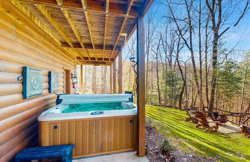Morganton Cabin | Dog-friendly cabin with hot tub, gorgeous views, firepit & wraparound porch