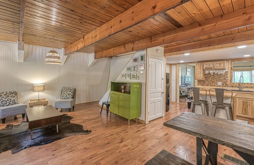 Crellin Cabin | Dog-friendly secluded cabin with hot tub, firepit, lawn games, & great deck