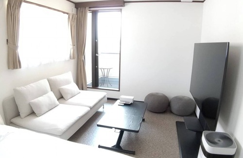Fujikawaguchiko Apartment | Double bed twin room with a view of Mt Fuji/Minamitsuru-gun Yamanashi