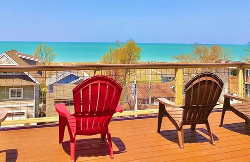 Michigan City Cabin | Dune-Top Escape: Big View, Big Lake, Big Beach!