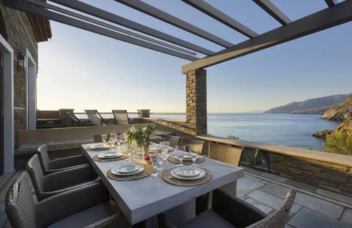 Steniai Villa | Elegant Andros Beach House | Villa Stenies Thea | 5 Bedrooms | Direct Beach.