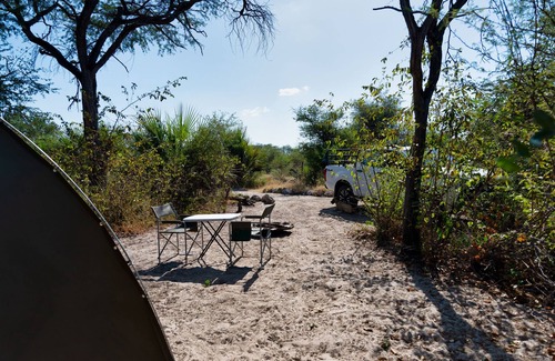 Maun RV Rental | Empty campsite in natural farm between Maun and Moremi