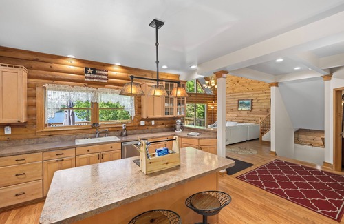 Bumpass Cabin | Enchanting 5-Bed/5-Bath Lakefront Log Cabin with Private Cove and Sandy Beach.
