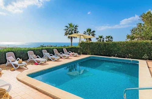 Sant Lluis Villa | VILLA TURQUESA - Stylish large, bright villa near the beach, sea views