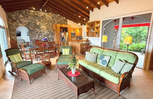 Estate Chocolate Hole and Great Cruz Bay Villa | Experience the enchanting allure of La Collina – a stunning home that boasts breathtaking sunset views & ocean views, a refreshing pool, and air conditioning. Elevate your lifestyle in this picturesque retreat!