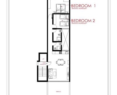 Msida House | F12 Room 1, Private Room two single beds shared bathroom in shared Flat