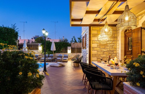 Atsipopoulo Villa | Family villa Myrtia with heated pool, 2 minutes walking to local amenities