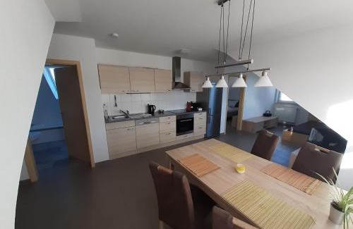 Sulzbach am Main Apartment | Fewo Steinhohle, DG 45qm, 1 Schlafzimmer & 1 Wohn-Esszimmer mit Bett