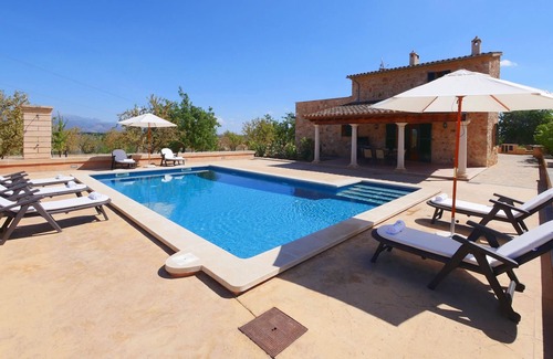 Santa Eugenia Villa | Finca "Cas General" with Mountain View, Pool, A/C, WLAN, Terrace, Balcony & Garden