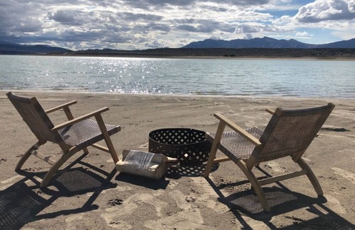 Juab County RV Rental | Firepit-Shade-Chairs-Dark Skies