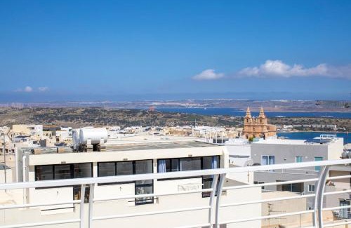 Mellieha Apartment | Flat 6 Mellieha Seaview & City view with Terrace, close to Beaches
