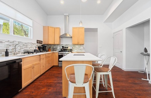 South Manchaca Villa | Gated Oasis | Backyard, Game Room + Fire Pit
