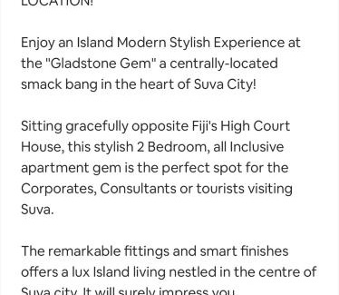Suva Apartment | Gladstone Gem 6 - Suva CBD 2 Bedroom Apartment