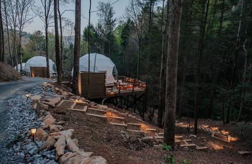 Cherry Log House | Glamp Blue Ridge - Dome 1, Betty. Escape to a dome on the falls
