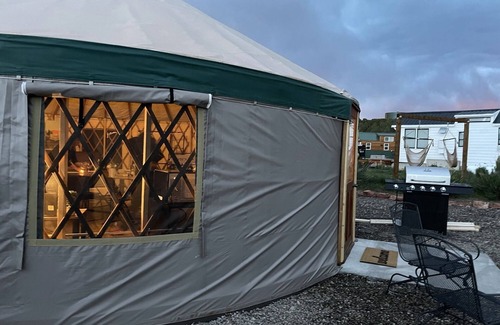 Meeker Cabin | Glamp in style in our 27' yurt. Situated by our Tiny Home area.