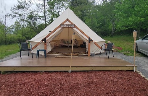 Mount Vision RV Rental | Glamping at Coyote Hollow Park Family site now with soaking tubs*!
