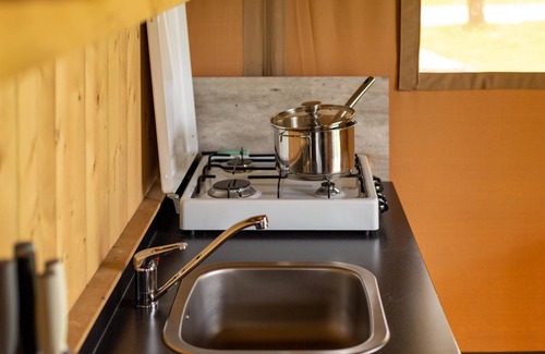 Vessem House | Glamping tent on campsite with swimming pool