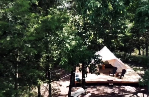 Newport Cabin | GlampVentures "Royal Rest" Bell Tent @ river/lake near the Smoky Mtn.
