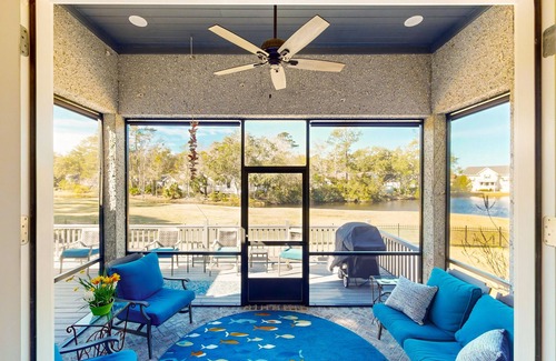 St. Simons Island House | Golf course-view home near beaches with deck, porch, grill, streaming, W/D, & AC