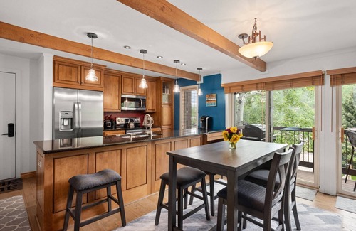 Snowmass Village Condo | Gorgeous Snowmass Mountain Views! Balcony, W/D, Gas FP, Parking, Pool & Hot Tub. On Shuttle & Path