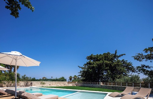 Tria Monastiria Villa | Heated pool, outdoor playground, convenient location close to the beach and town