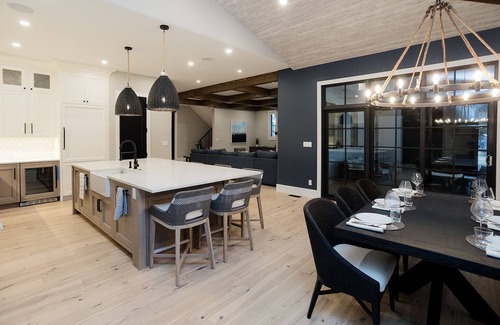Grand Beach House | Heated pool, porch w/fireplace, close to beach & park, 6 per golf cart included