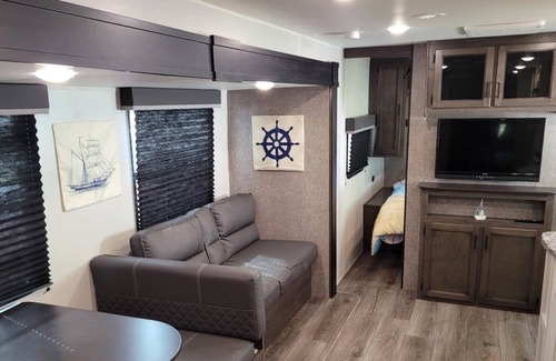 Port Bolivar House | Heavenly Beach Camper at Hailey's Beach-n-Bay RV Resort #8