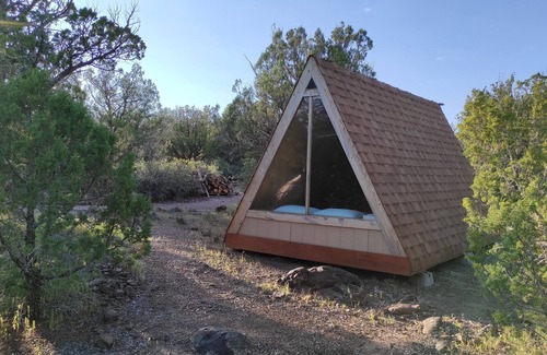Seligman Cabin | Hidden A-frame cabin in nature on 40 acre private land.