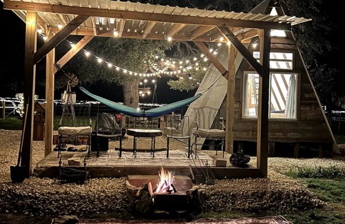 Star Cabin | Hill Country Glamping A Frame Cabin on 2 Private Acres!