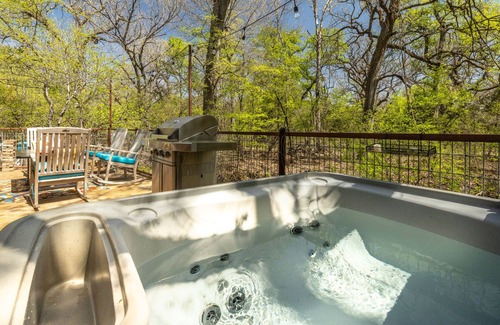 Dennis Cabin | Hobbit Treehouse with waterfall! 350 Acres on the BrazosRiver! "Magical"-FW Mag