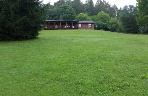 Union Furnace Cabin | HOCKING HILLS CABIN WITH HOT TUB AND POND ON 4 SECLUDED ACRES with REC BARN