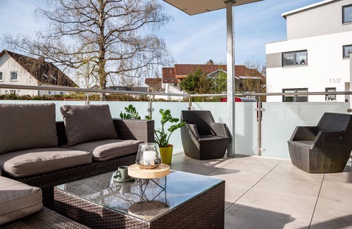 Bad Wurzach Apartment | Holiday Apartment 'Wohnen An Der Ach' with Private Garden, Balcony and Wi-Fi
