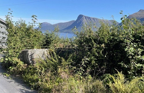 Hareid Cabin | Holiday home with view plot beyond Fjord and mountains.