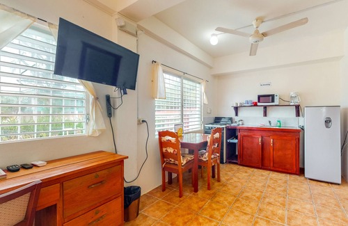 Caye Caulker Apartment | Hotel-style studio with kitchen, picnic area, free bikes, WiFi & partial AC