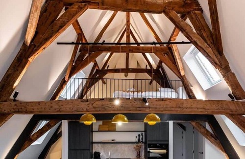 Kunstenkwartier Apartment | Huswell - City-view loft with wooden beams and mezzanine