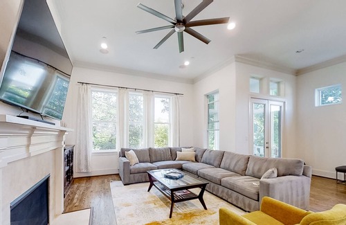MacGregor House | Inviting home with private pool, fireplace & modern charm - walk to attractions