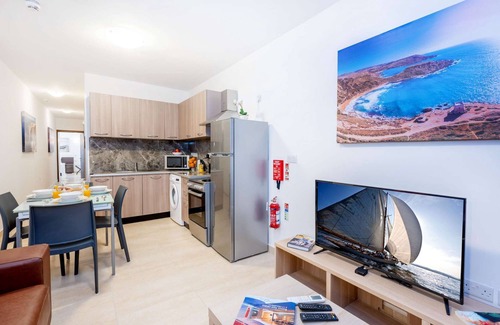 Qawra Apartment | Islet Promenade Seafront 1 Bedroom Apartment with 2 seaview balconies