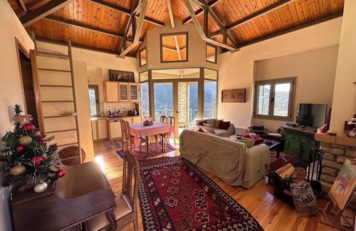 Kalavrita House | Kalavryta Villa Nano 360 view with fireplace